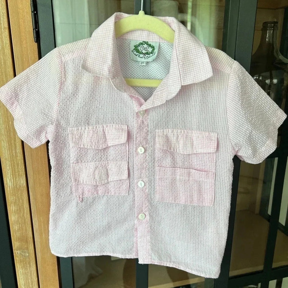 Cecil & Lou seersucker toddler girls fishing shirt button down short sleeve - Picture 1 of 6